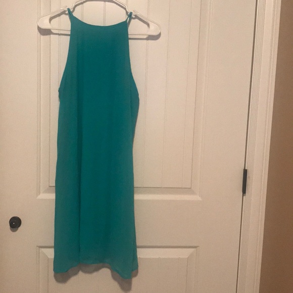 Turquoise Pleated-Front Dress - Picture 4 of 4
